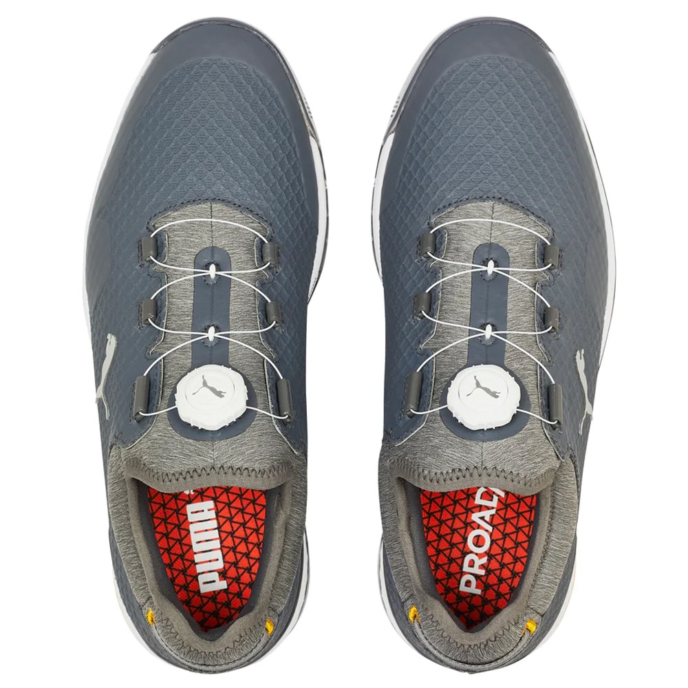 PUMA PROADAPT Alphacat Disc Spikeless Golf Shoes Quiet Shade/Silver/Yellow Sizzle - 23 Men