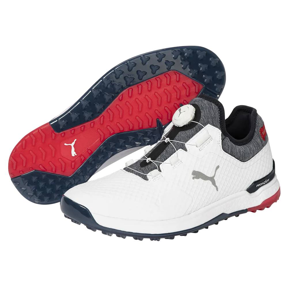 PUMA PROADAPT Alphacat Disc Spikeless Golf Shoes White/Navy Blazer/High Risk Red - 23 Men