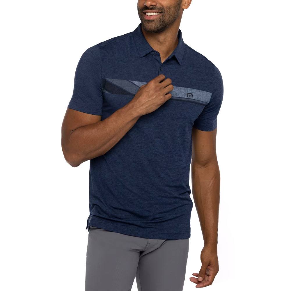 TravisMathew Heater Grand Prize Golf Polo Heather Navy - 23 Men
