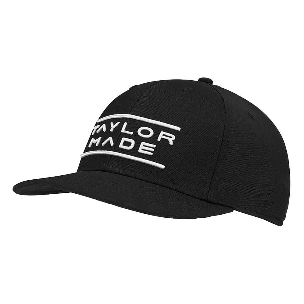 TaylorMade Stretchfit Flatbill Hat Golf Cap Black - 23 Men