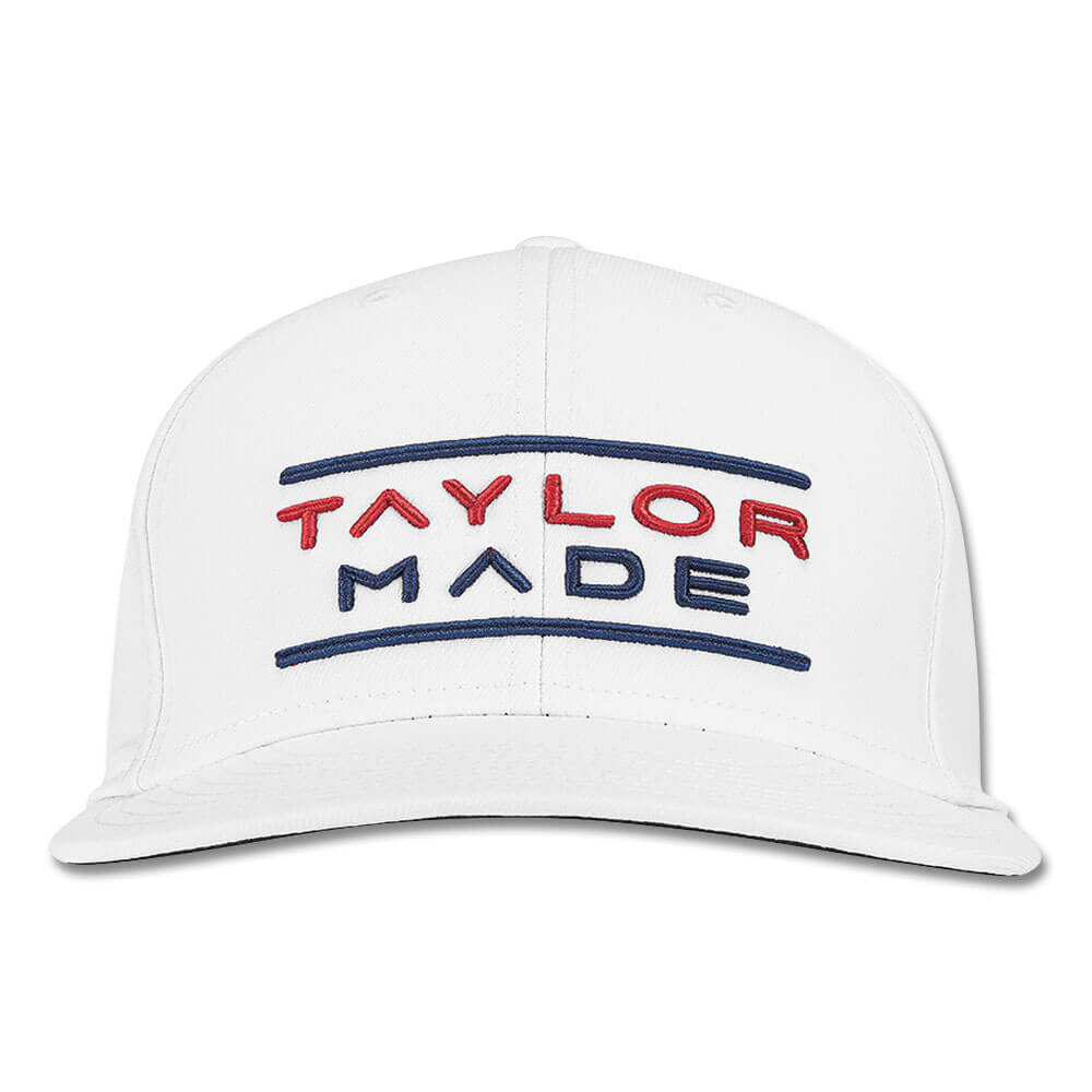 TaylorMade Stretchfit Flatbill Hat Golf Cap White - 23 Men