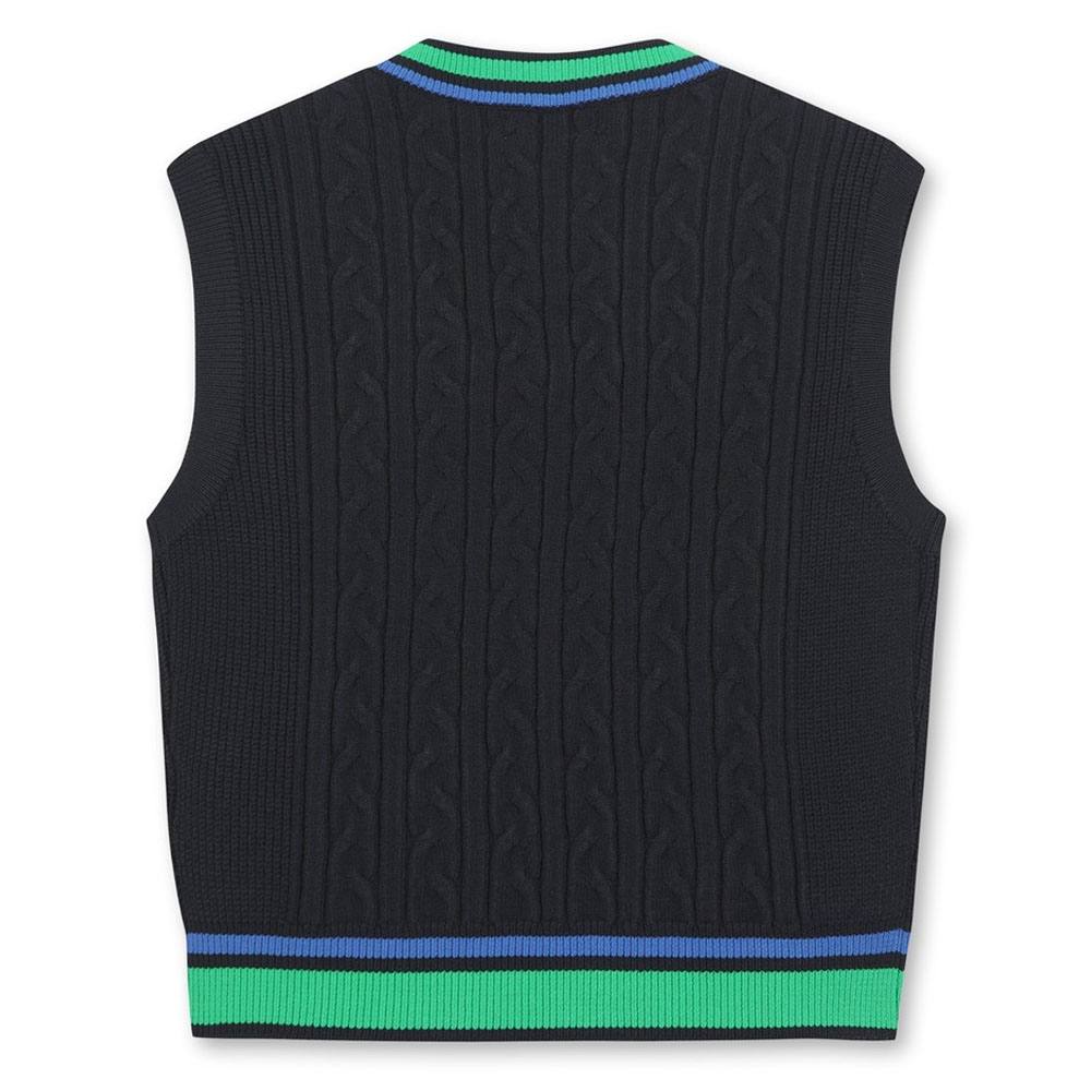 WAAC Cable V Neck Knit Golf Vest Navy - 23 Women