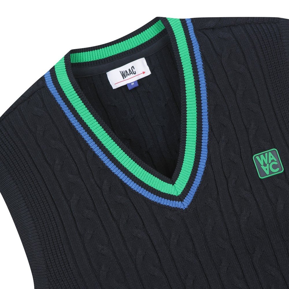 WAAC Cable V Neck Knit Golf Vest Navy - 23 Women