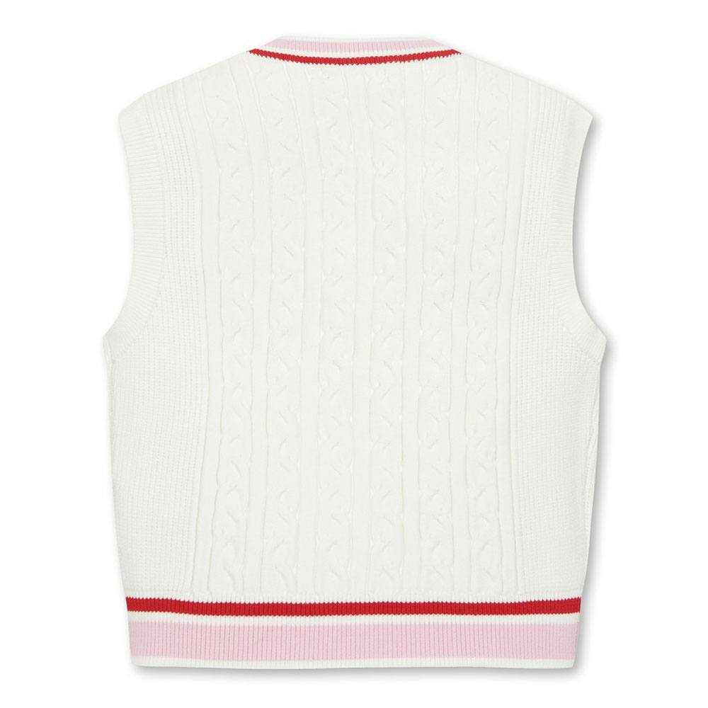 WAAC Cable V Neck Knit Golf Vest White - 23 Women