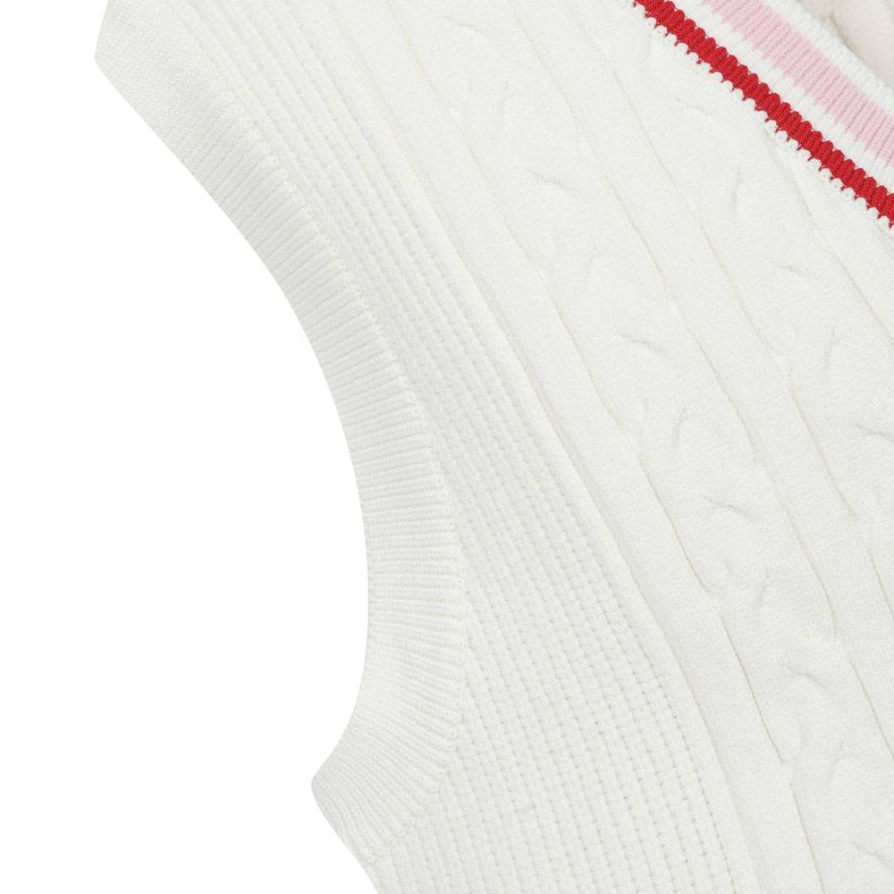 WAAC Cable V Neck Knit Golf Vest White - 23 Women