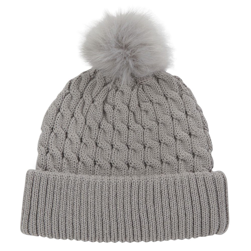 Titleist Cable Knit Pom Pom Golf Beanie Gray/White - 23 Men