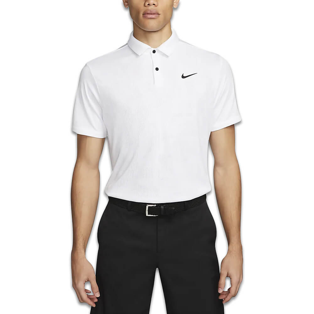 Nike Dri-FIT Tour Jacquard Golf Polo White/Black - 23 Men
