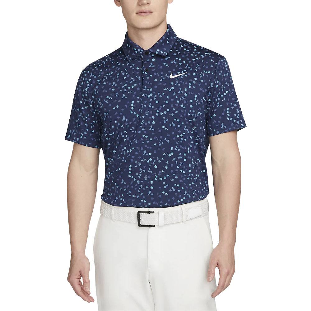 Nike Dri-FIT Tour Micro Floral Golf Polo Midnight Navy/White - 23 Men