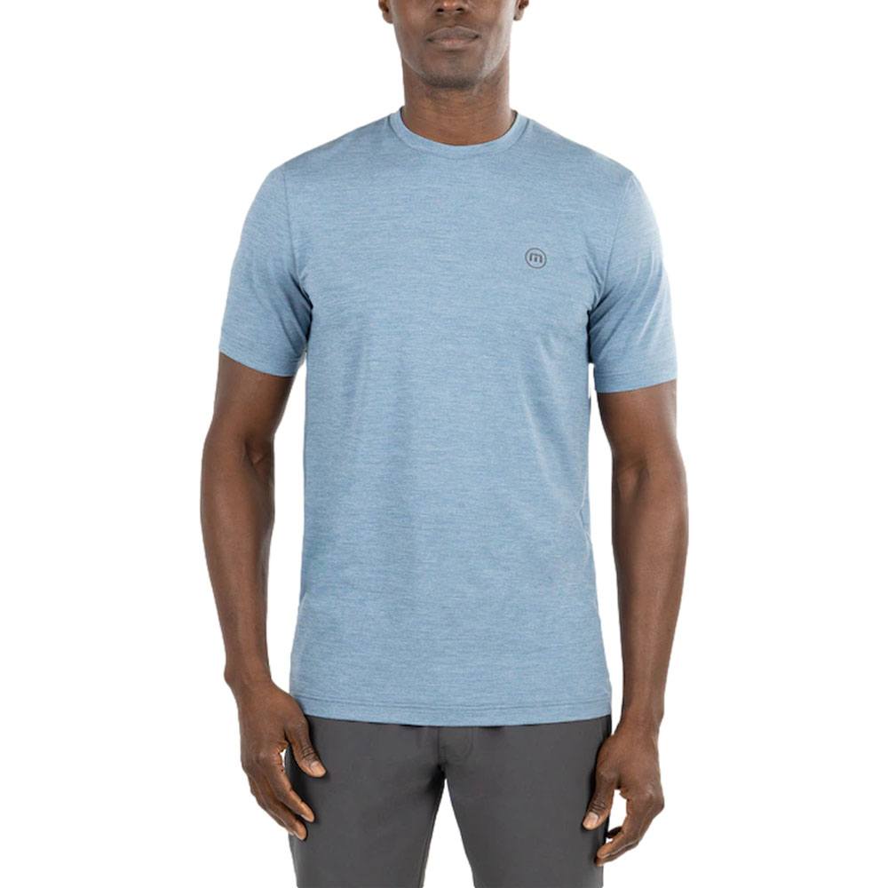 TravisMathew Scenic Vista Active Tee Golf T-Shirt Heather Copen Blue - 23 Men