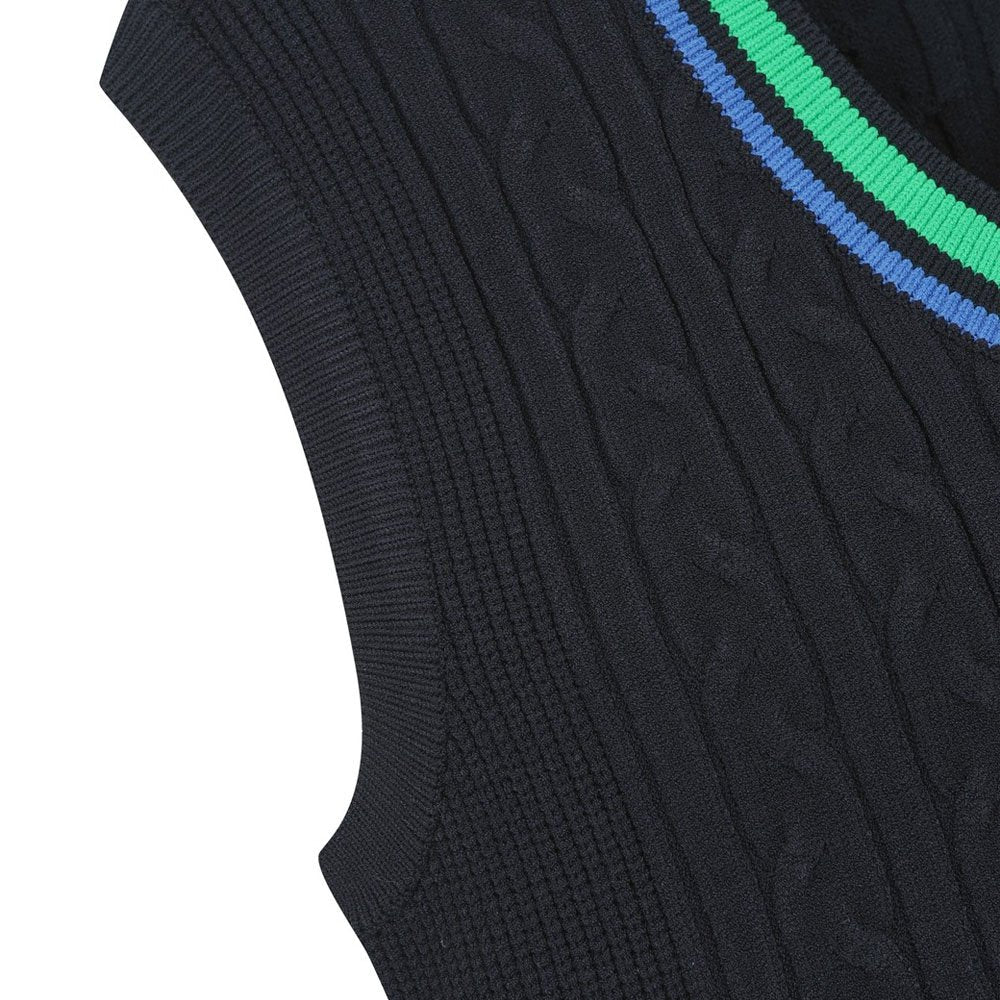 WAAC Cable V Neck Knit Golf Vest Navy - 23 Women