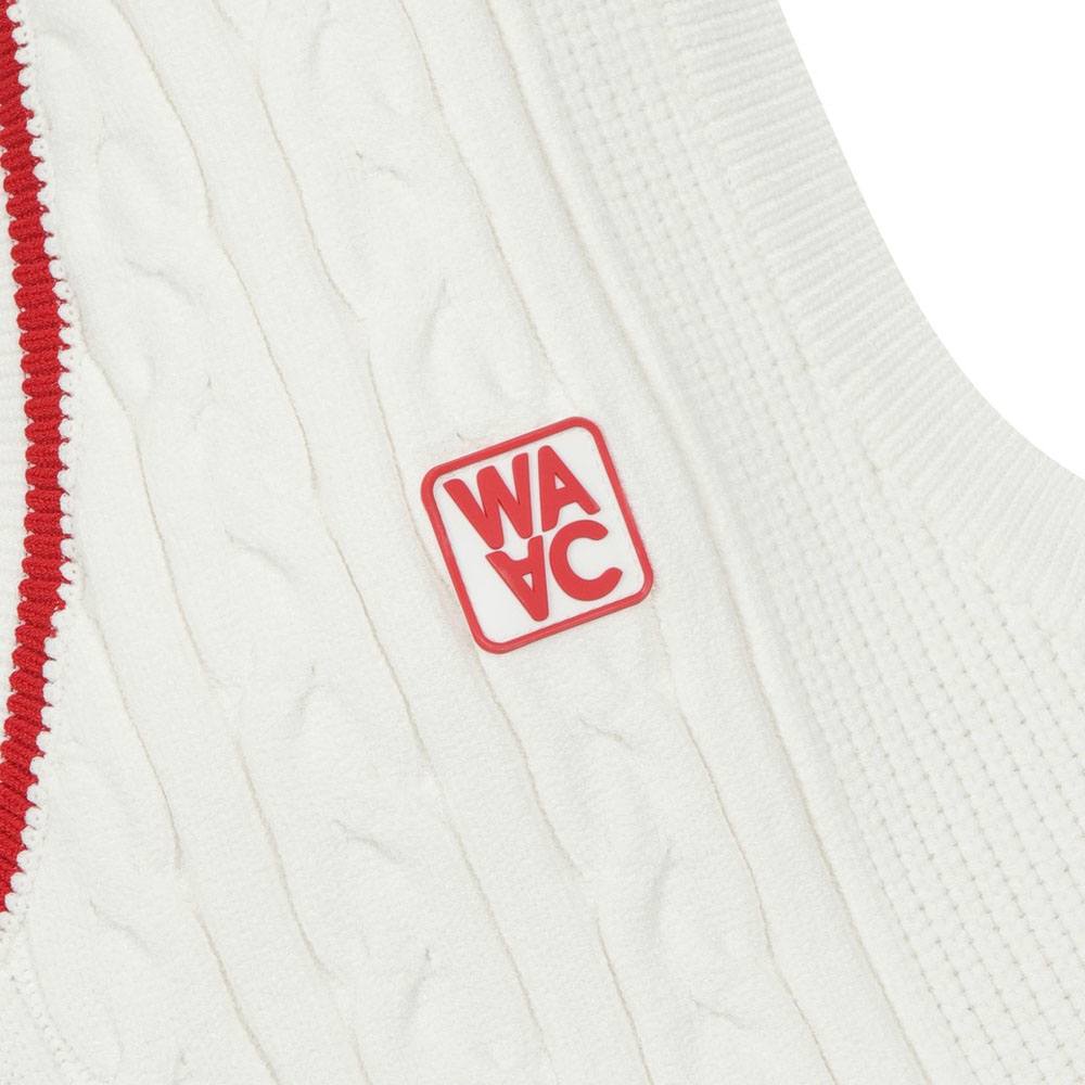 WAAC Cable V Neck Knit Golf Vest White - 23 Women