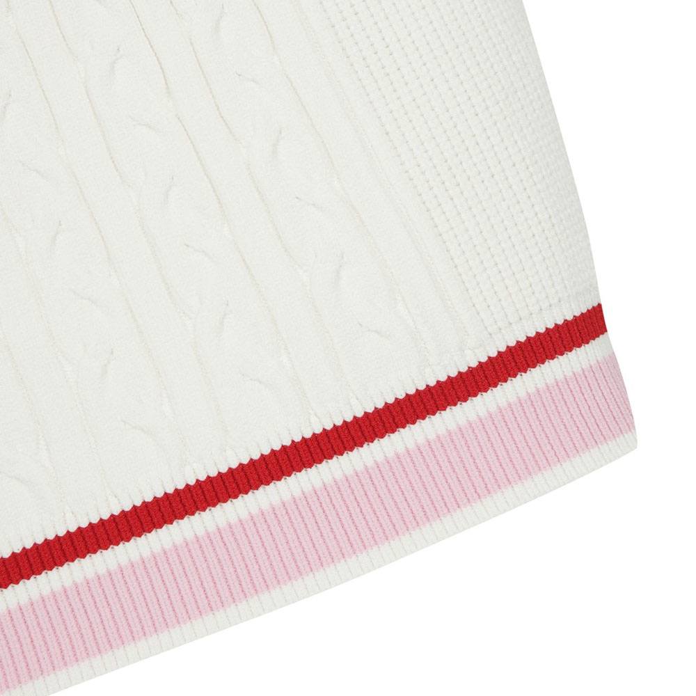 WAAC Cable V Neck Knit Golf Vest White - 23 Women