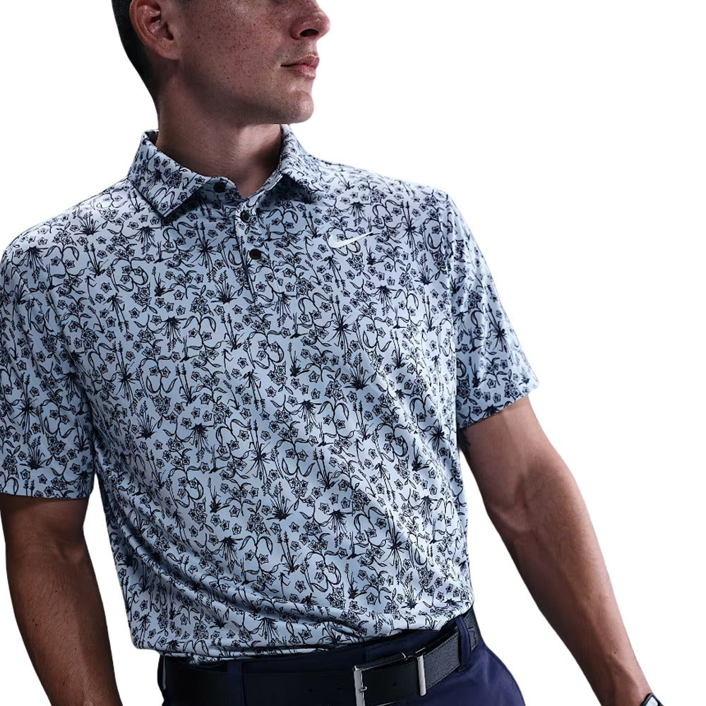 Nike Dri-FIT Tour Poa Print Golf Polo Light Armory Blue/White - FA25 Men